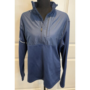 Peter Millar Women's Blue Fleece Lined 1/4 Quarter Zip Pullover Sz Large